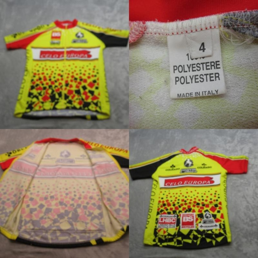 Celo‎ Europa Cycling Jersey Mens 4 Medium Race Fit Colnago Yellow Full Zip Italy